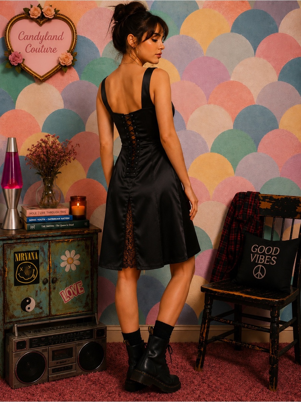 Express Black Party Dress Size S with lace.